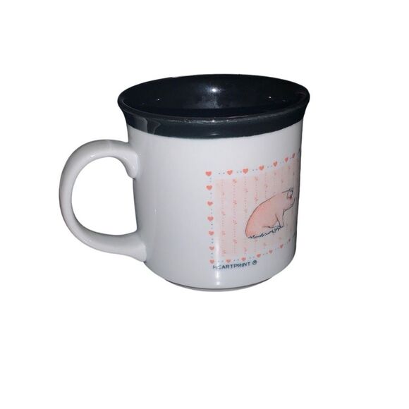 Vintage Otagiri Japan Raised Embossed Pink Pig Heartprint Stoneware Mug Cup - Picture 3 of 12